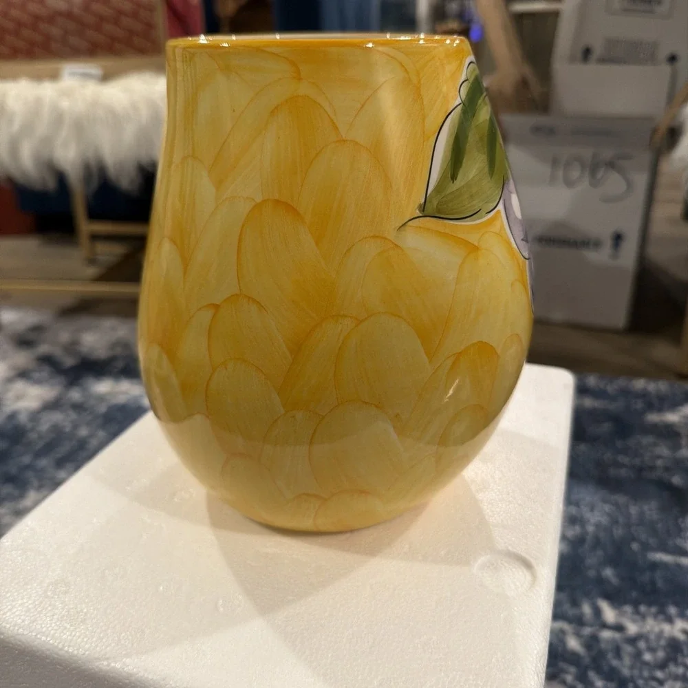 Vtg Pier‎ 1 Hand Painted Ceramic Vase Grapes Made In Portugal 8